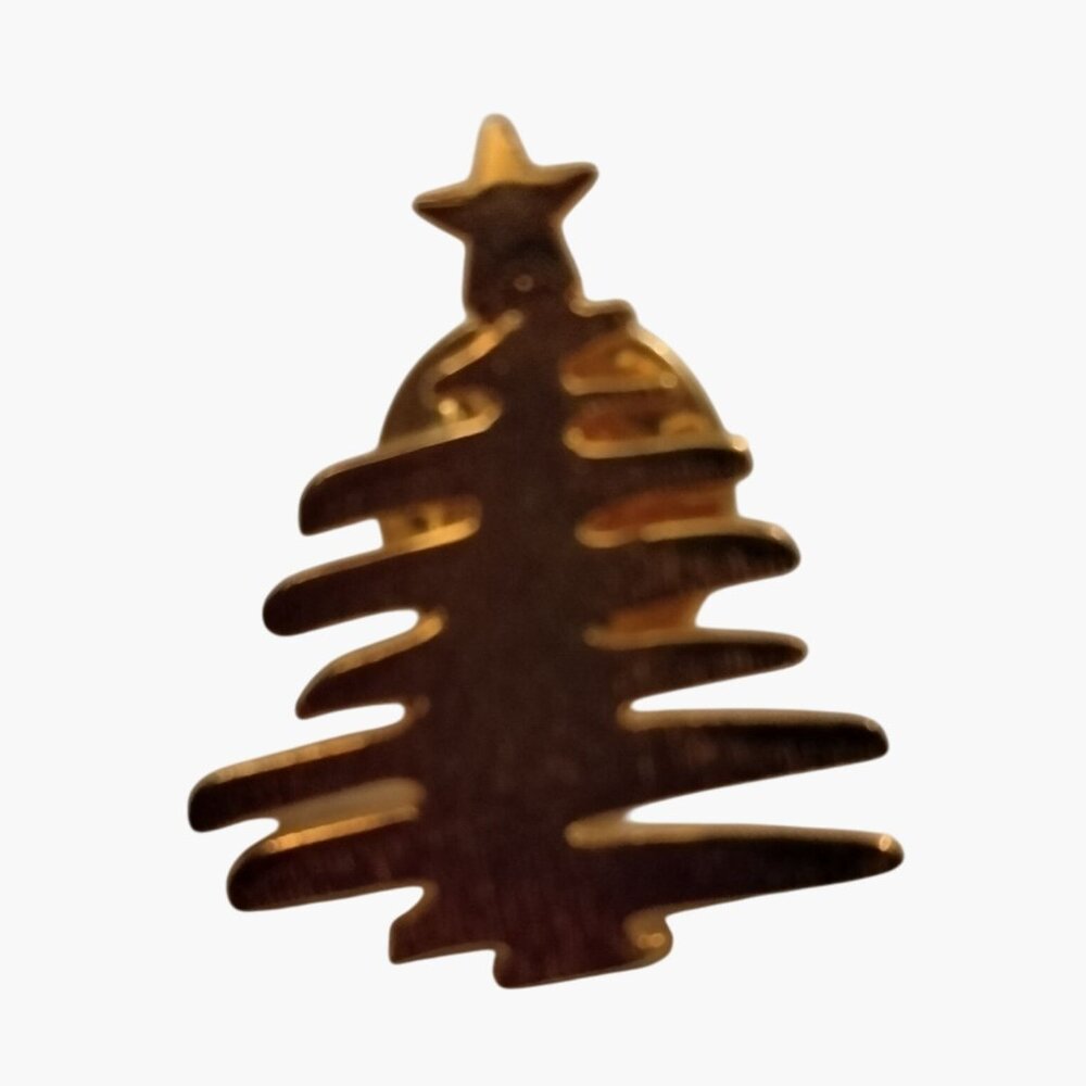 Gold  Tone Christmas Tree Lapel Pin Pinback Holiday Accessory